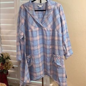 B. Hadikusumo, Long Tunic, blue/pink Plaid O/S
